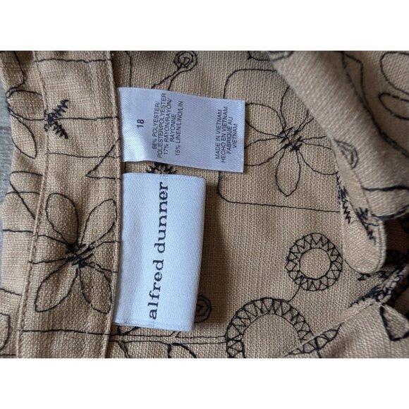 Alfred Dunner Beige Floral & Geometric Button-Up Shirt Jacket Sz 18 Linen Blend - Picture 6 of 8